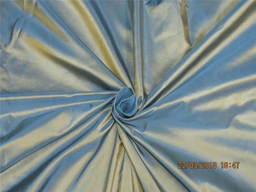 100% Pure Silk Taffeta Fabric Sea blue x gold Color 54&quot;TAF289/TAF33[1]