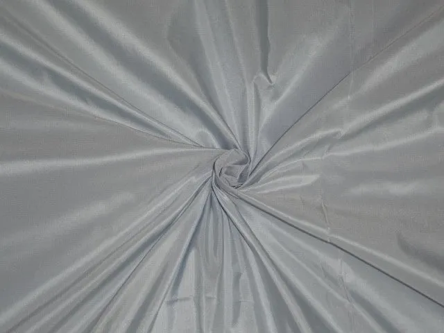 100% Pure SILK TAFFETA FABRIC White Blue 54" wide taf161