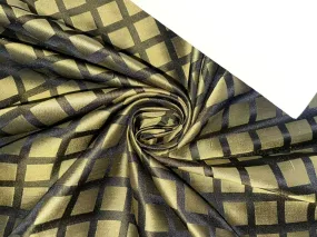 100% silk tafetta plaids gold and black color REVERSABLE TAFC53[7] 54&quot; wide