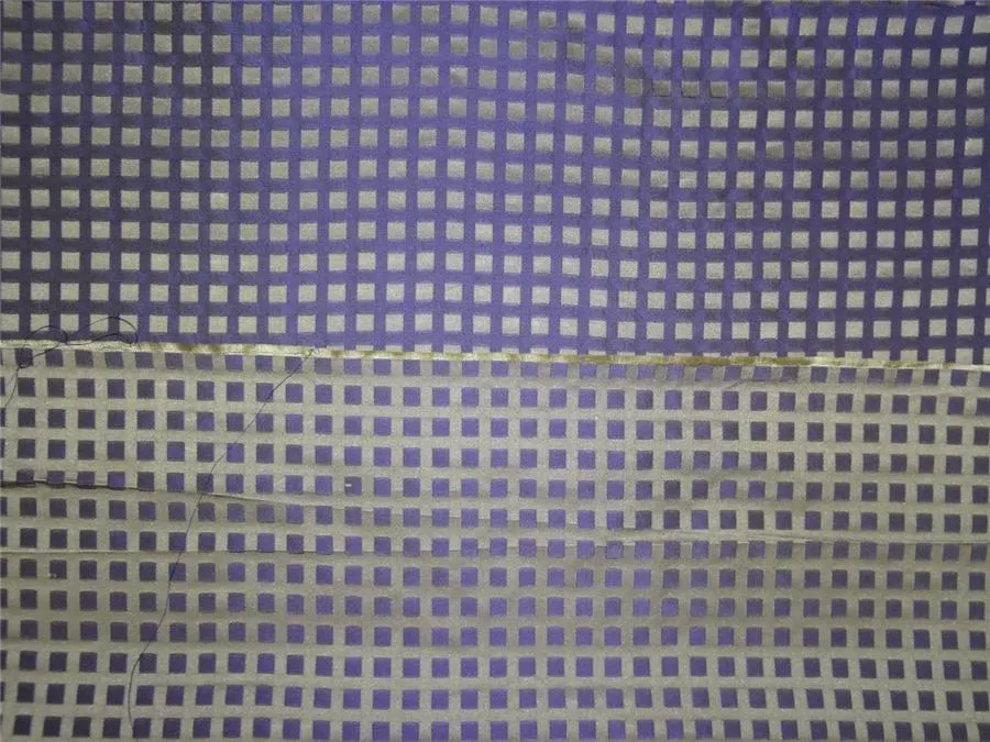 100% silk tafetta plaids lilac and light gold   TAFC53[6]