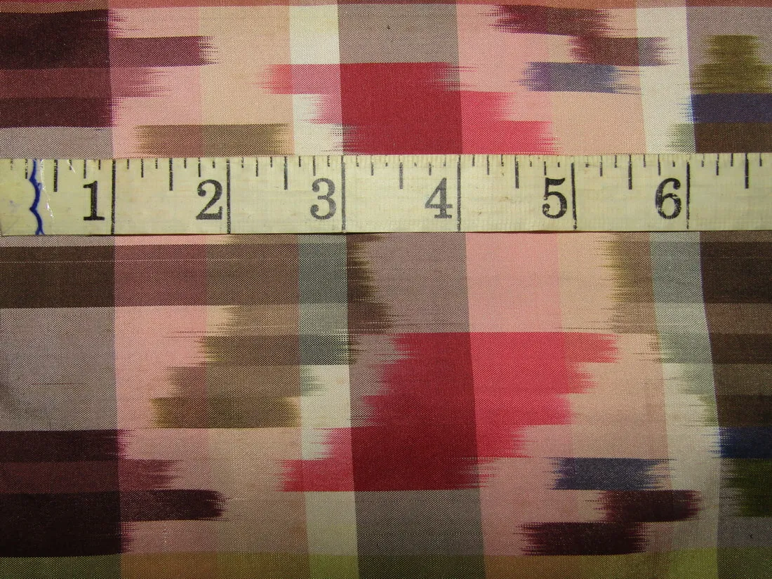 100% silk taffeta fabric pink blue yellow and green PLAIDS  54&quot; wide sold by the yard