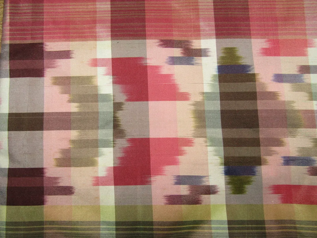 100% silk taffeta fabric pink blue yellow and green PLAIDS  54&quot; wide sold by the yard