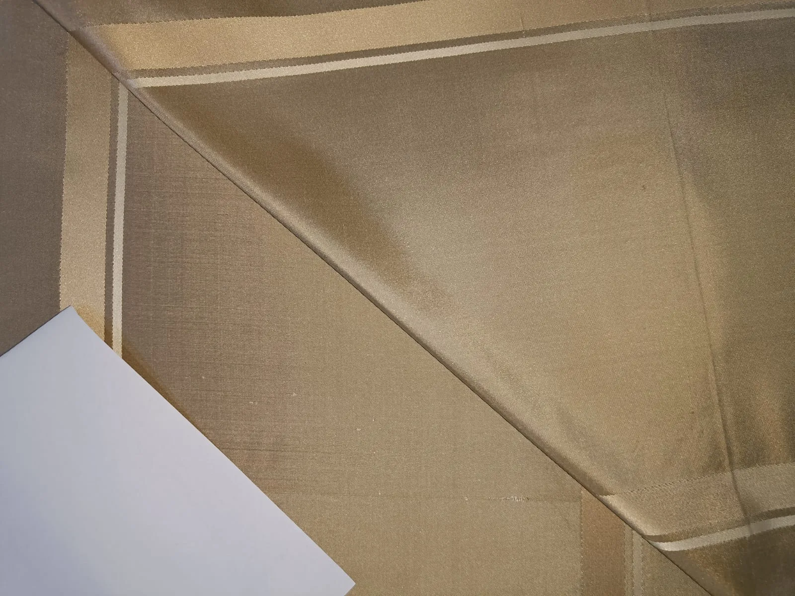 100% Silk Taffeta Fabric Shades of Beige & Cream colour with Satin Stripes 54" wide TAF#S102[2]