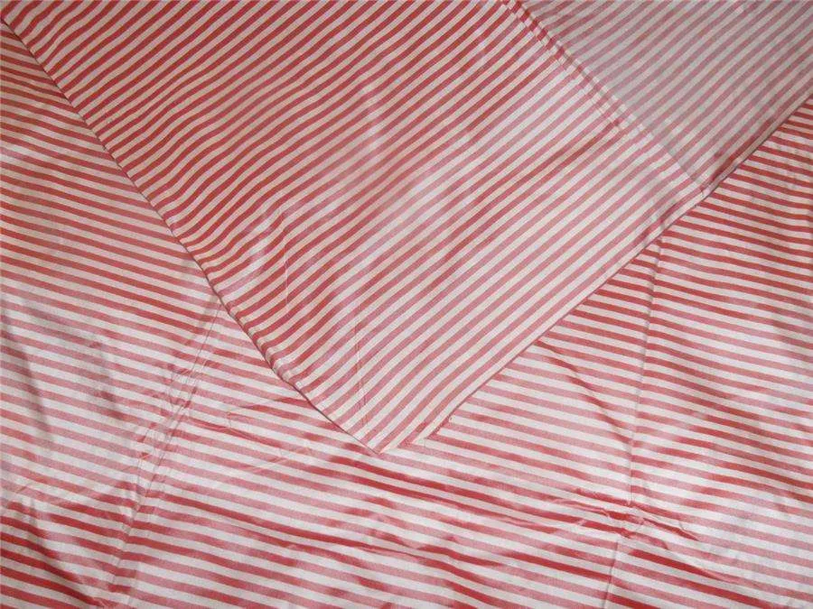 100 % Silk taffeta red and dark ivory colour 4mm stripe 54" wide [TAFS2]