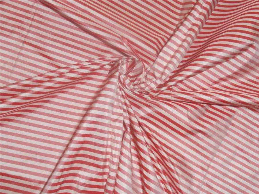 100 % Silk taffeta red and dark ivory colour 4mm stripe 54" wide [TAFS2]