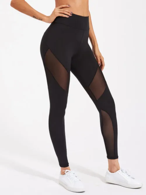 Active Mesh Panel Zip Detail Leggings