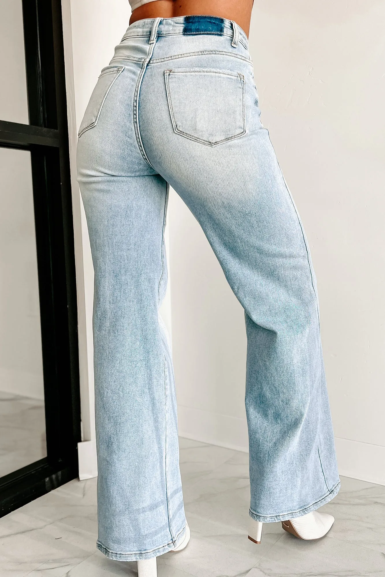 Alana High Rise Wide Leg Risen Jeans (Light)