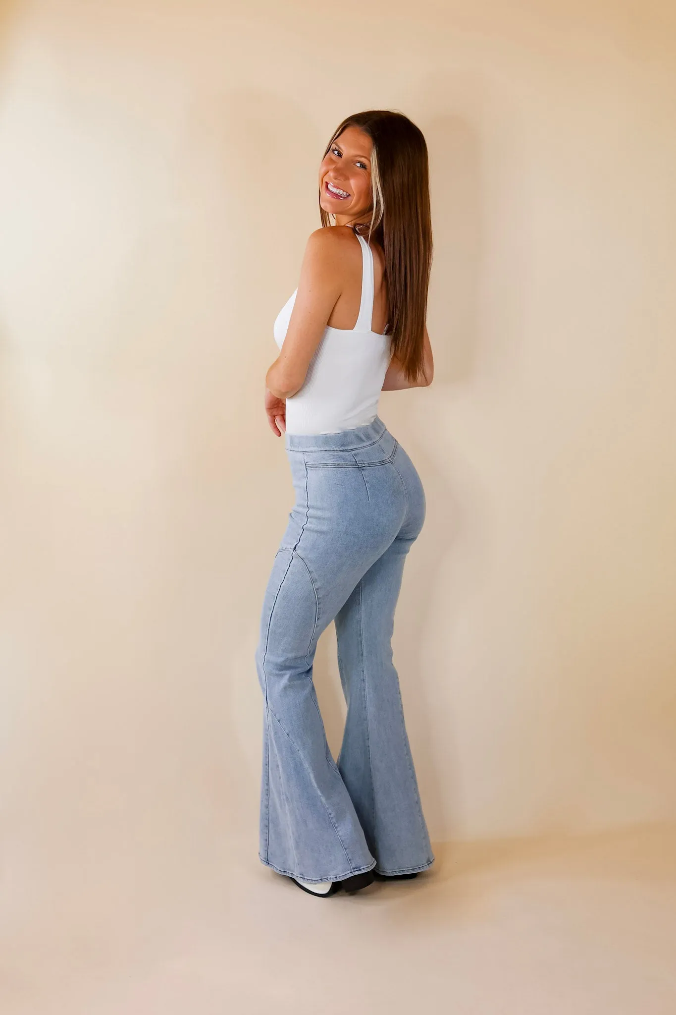 All I Needed Denim Bell Bottoms in Light Wash