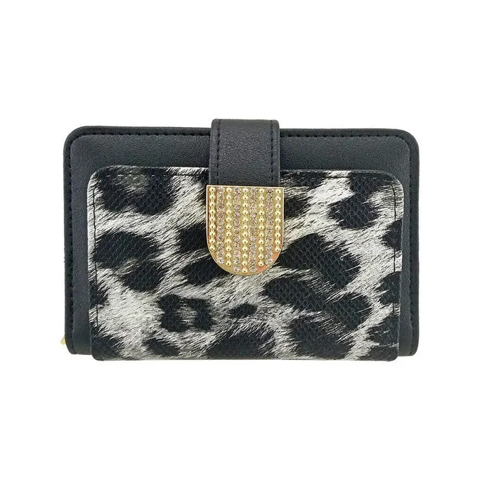 Animal Print Faux Leather Zipped Credit Wallet