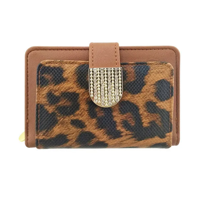 Animal Print Faux Leather Zipped Credit Wallet