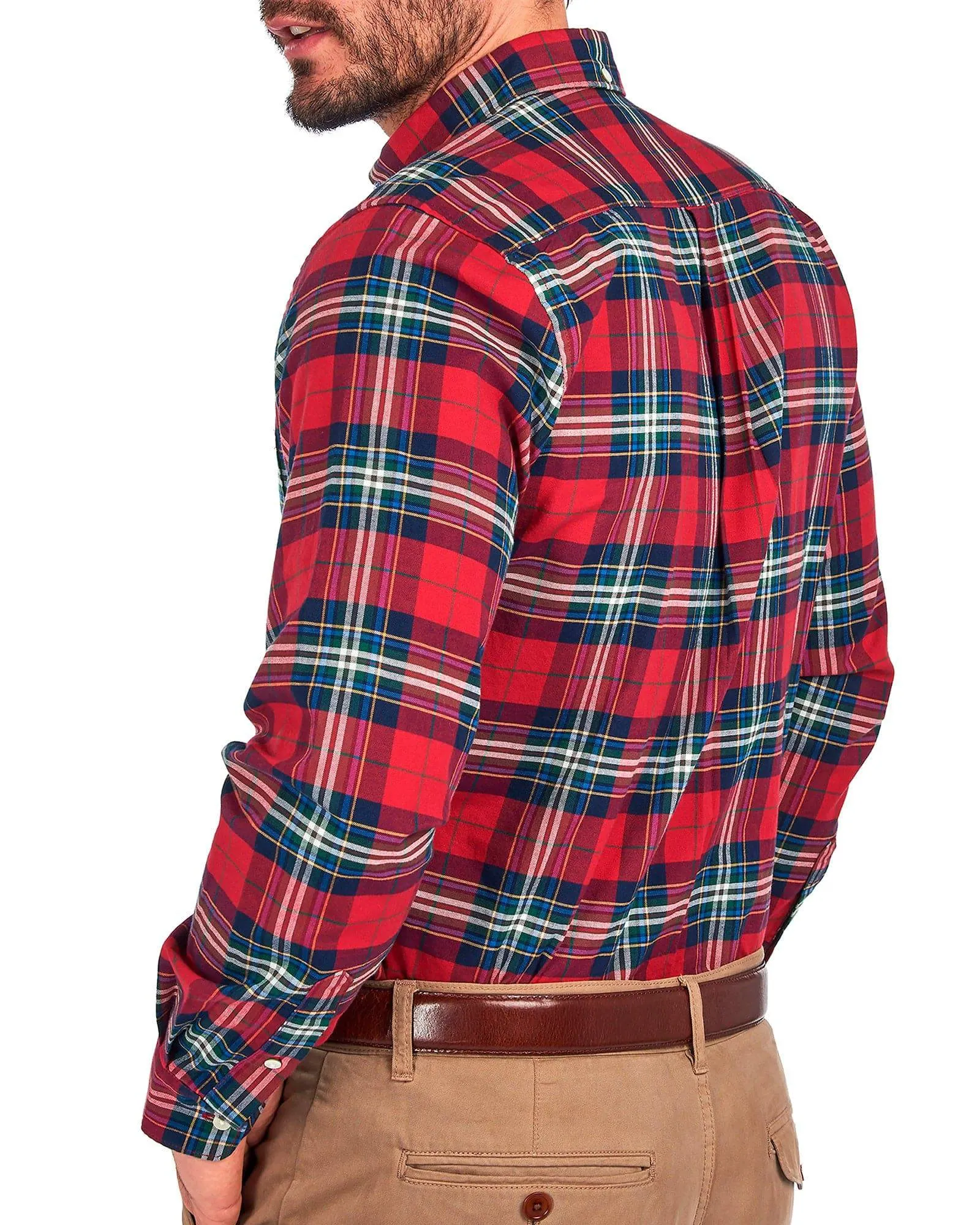 Barbour Highland Check 11 Plaid Button Down Shirt Tailored Fit in Crimson Tartan