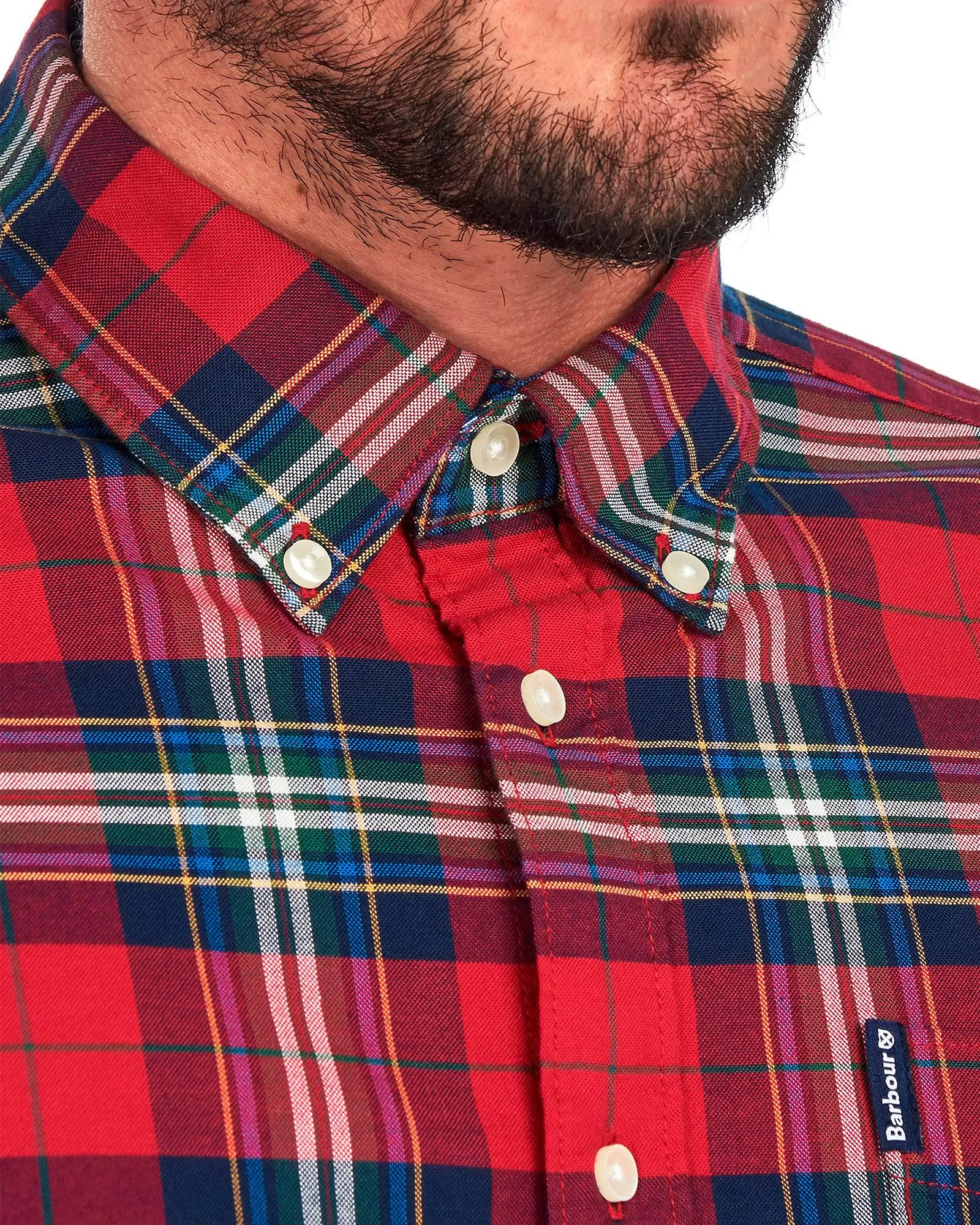 Barbour Highland Check 11 Plaid Button Down Shirt Tailored Fit in Crimson Tartan