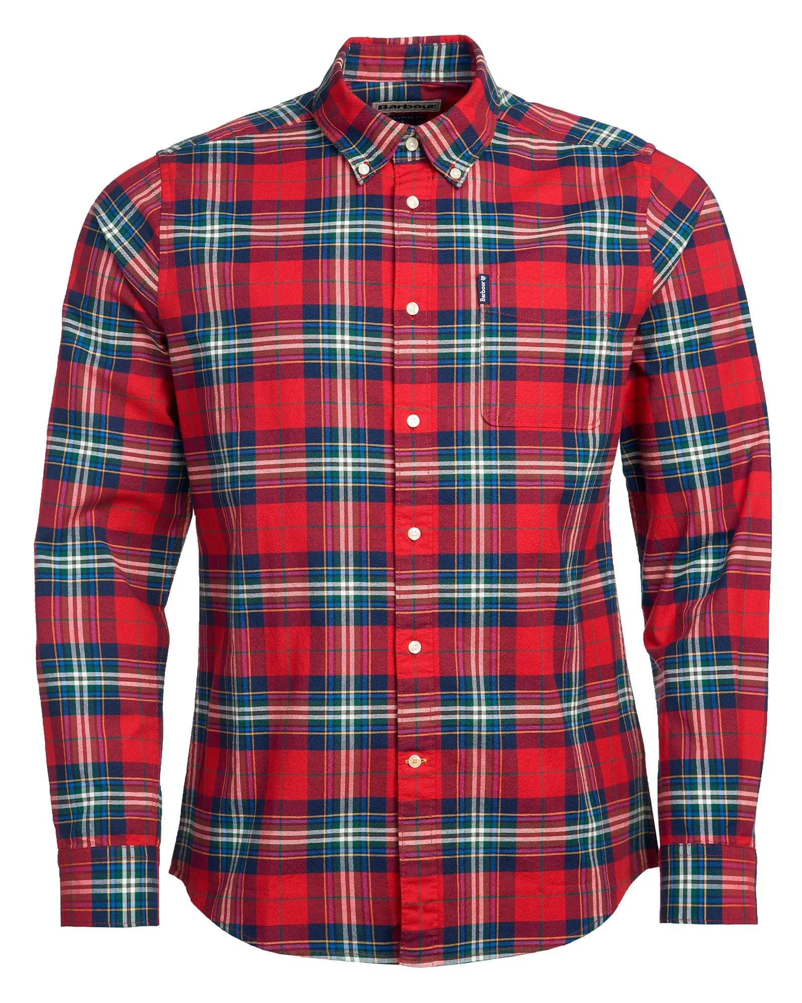 Barbour Highland Check 11 Plaid Button Down Shirt Tailored Fit in Crimson Tartan