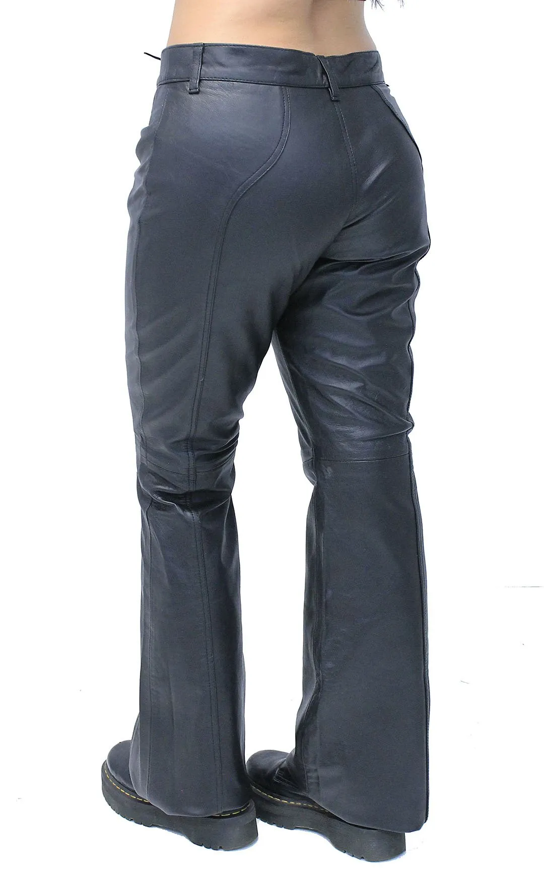 Bell Bottom Lace Up Genuine Leather Pants for Women #LP2071LK ()