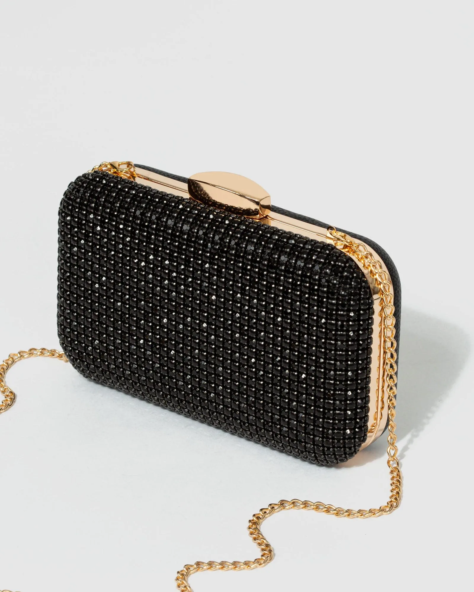 Black Deja Hardcase Clutch Bag