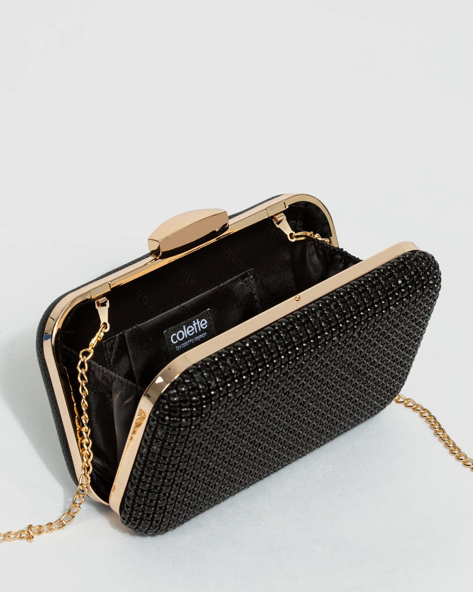 Black Deja Hardcase Clutch Bag