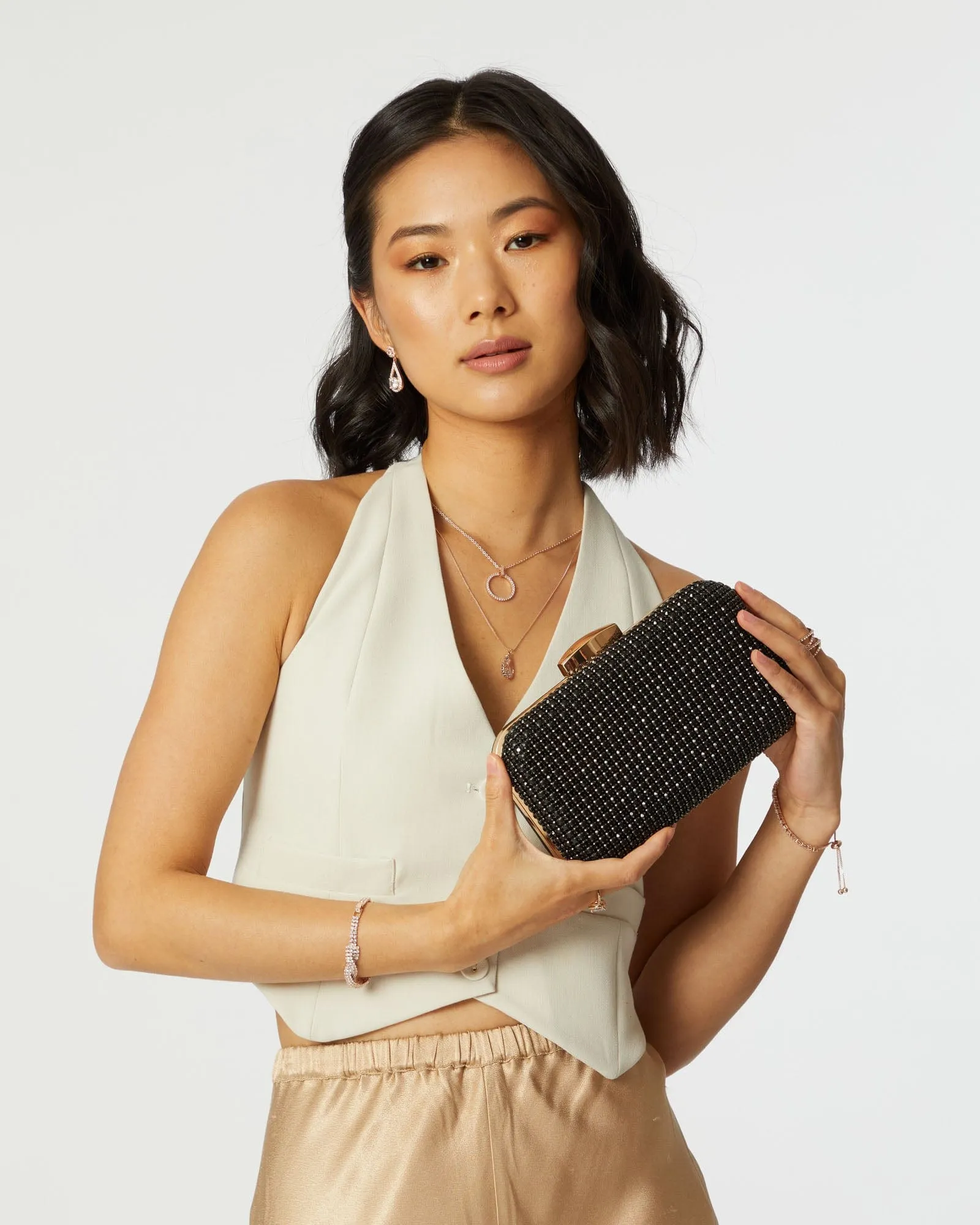 Black Deja Hardcase Clutch Bag