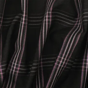 Black-Purple-Multi Plaid Wool Poly Herringbone Twill Woven Suiting Fabric