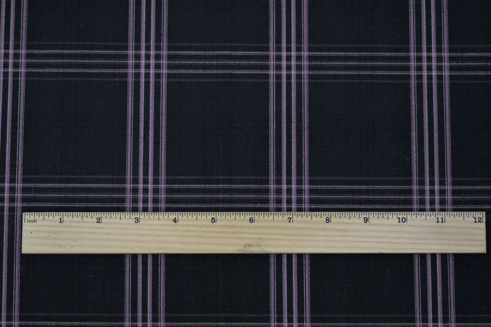 Black-Purple-Pink Polyester Wool Plaid Shirting Woven Fabric