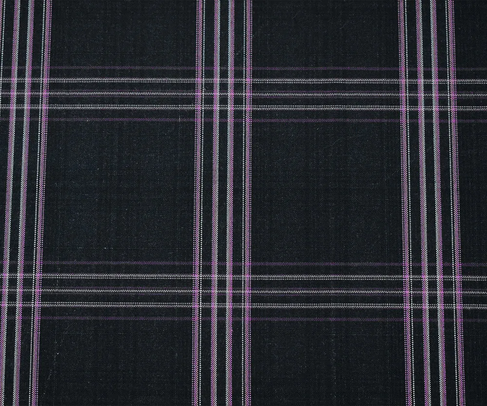 Black-Purple-Pink Polyester Wool Plaid Shirting Woven Fabric