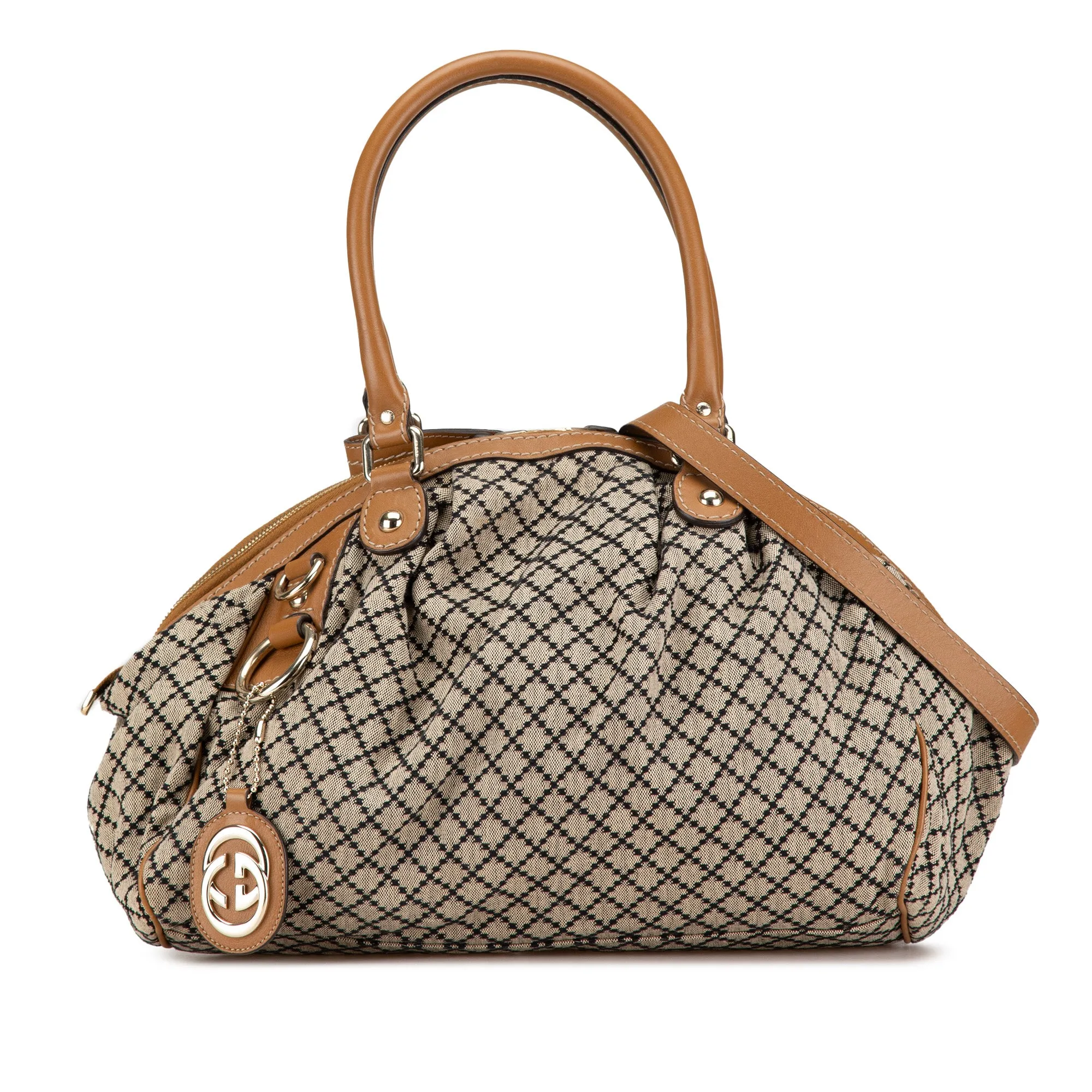 Brown Gucci Diamante Canvas Sukey Satchel