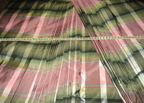 Candy pink /pale yellow colour gorgeous plaids~ TAFFETA TAFC27[3] 54&quot; wide