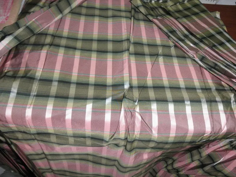 Candy pink /pale yellow colour gorgeous plaids~ TAFFETA TAFC27[3] 54&quot; wide