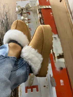 Cozy Babs Faux Fur Platform Slippers