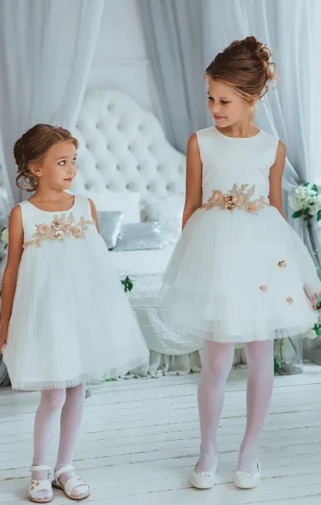 Cute Flower Girl Dresses, A-line Flower Girl Gown, White Flower Girl Dresses