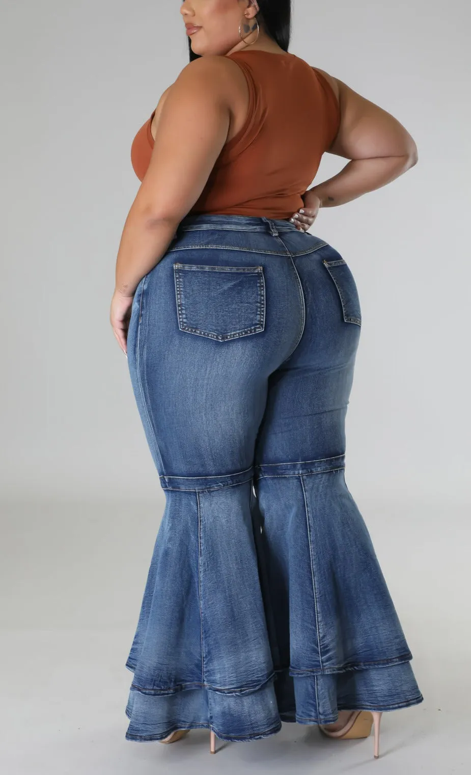 Double Bell Denim Jeans (Curvy)