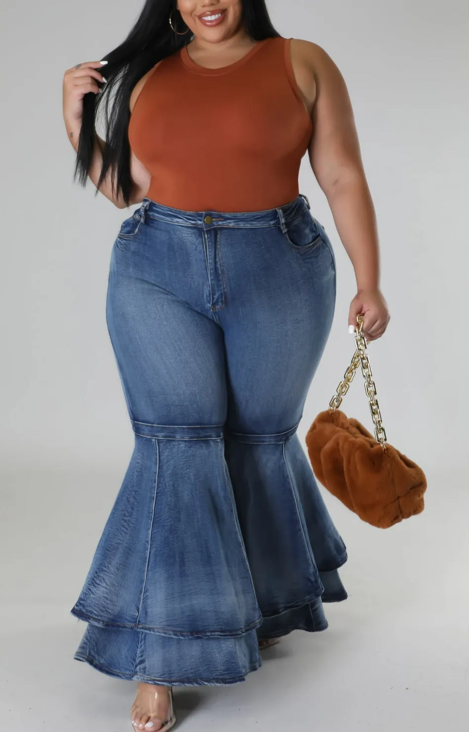 Double Bell Denim Jeans (Curvy)