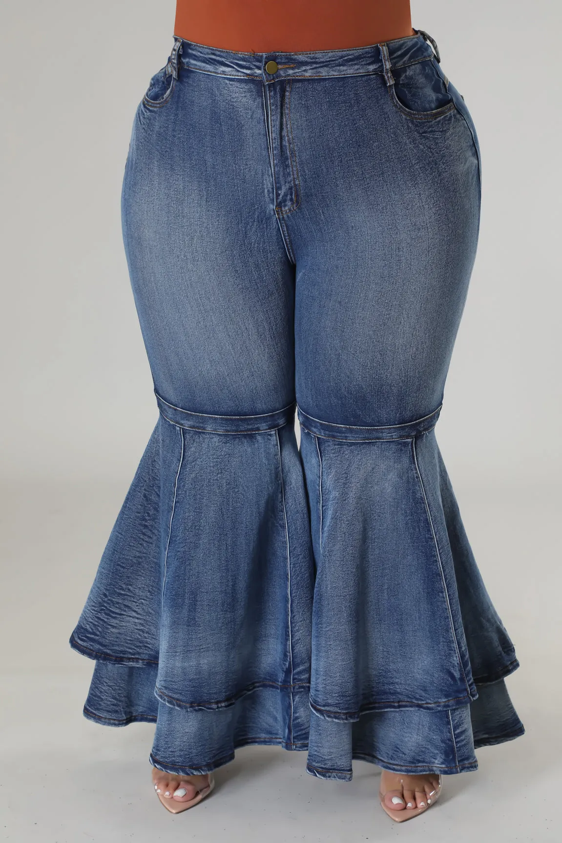 Double Bell Denim Jeans (Curvy)