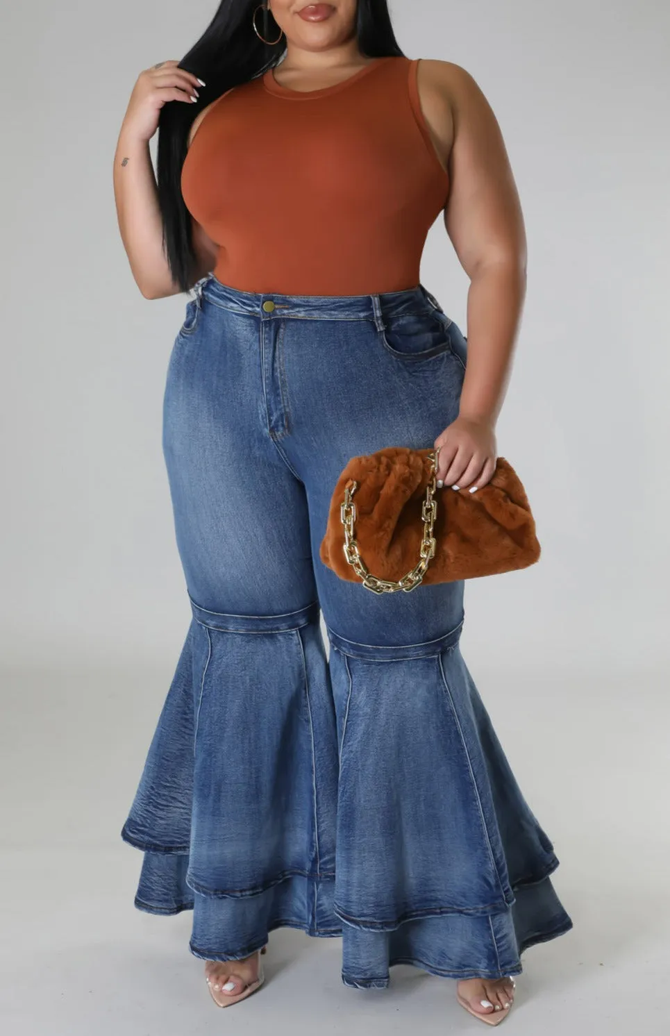 Double Bell Denim Jeans (Curvy)