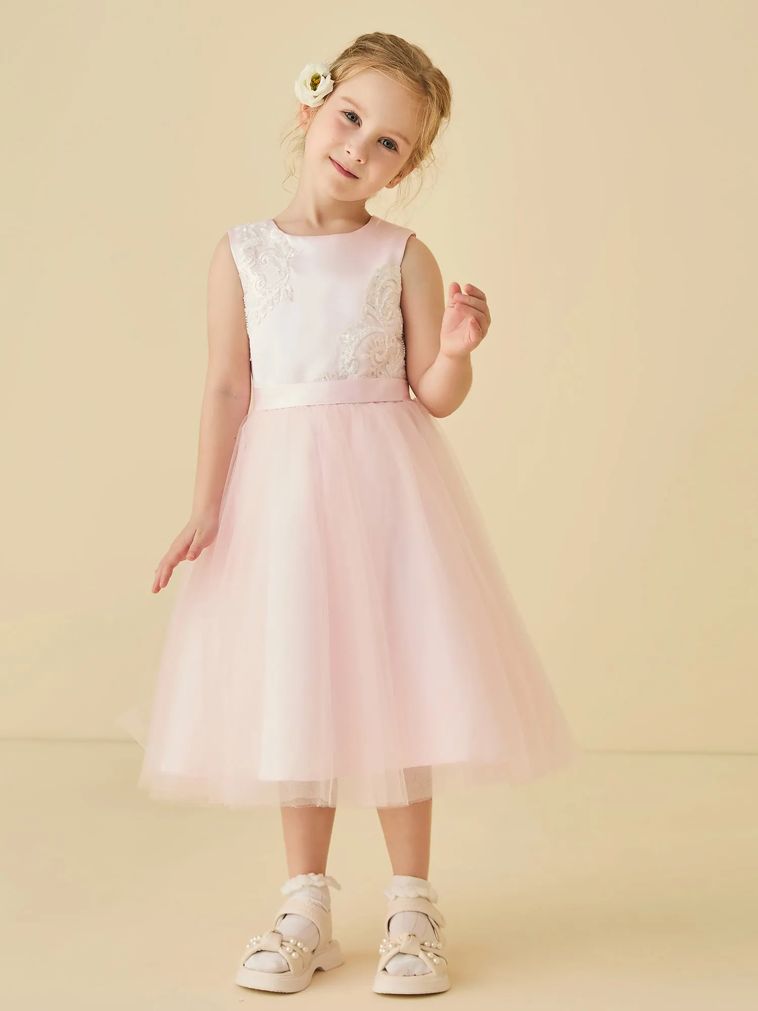 Flower Girl Dresses With Beads Sequin Applique