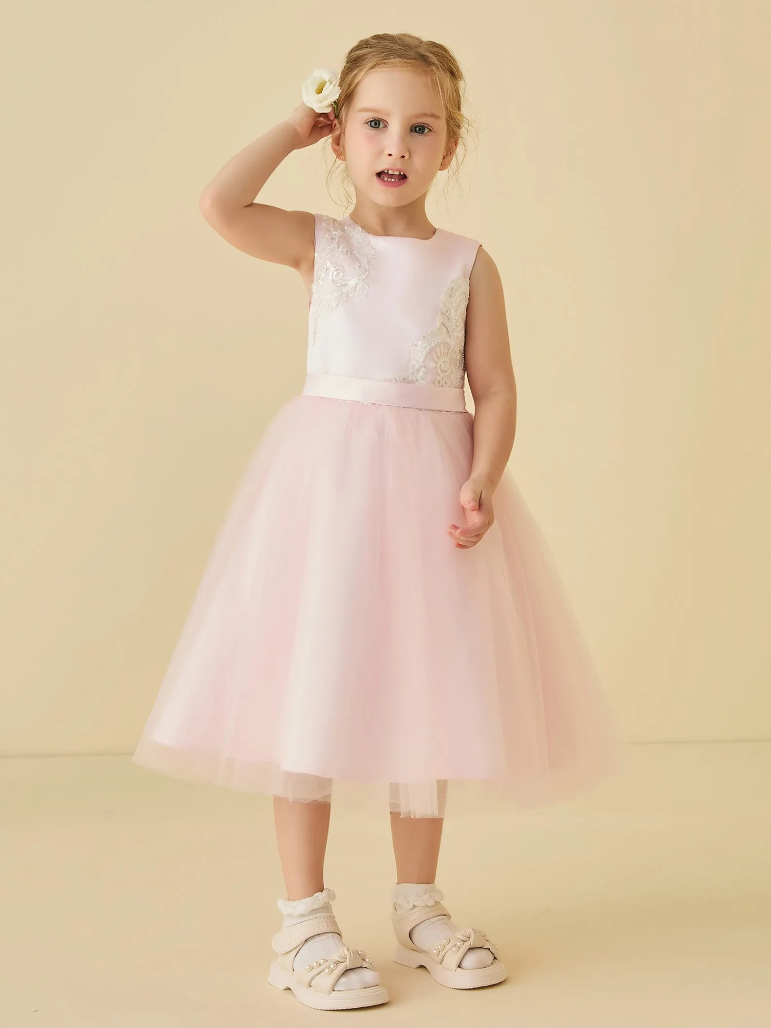 Flower Girl Dresses With Beads Sequin Applique