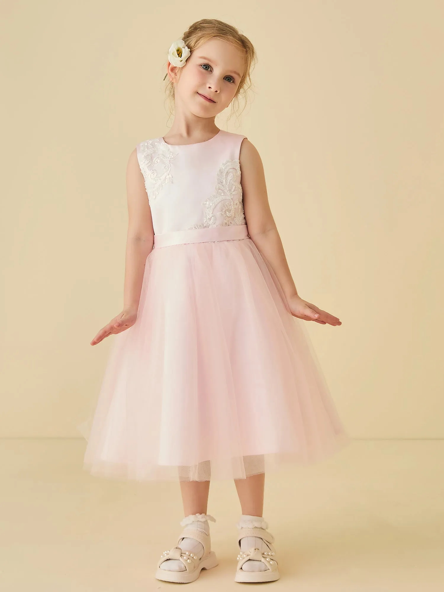 Flower Girl Dresses With Beads Sequin Applique