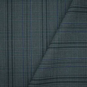 Gray-Green-Multi Poly-Wool Plaid Woven Shirting Fabric