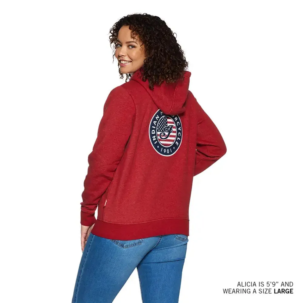 Indian Motorcycle Womens USA Flag Hoodie Red