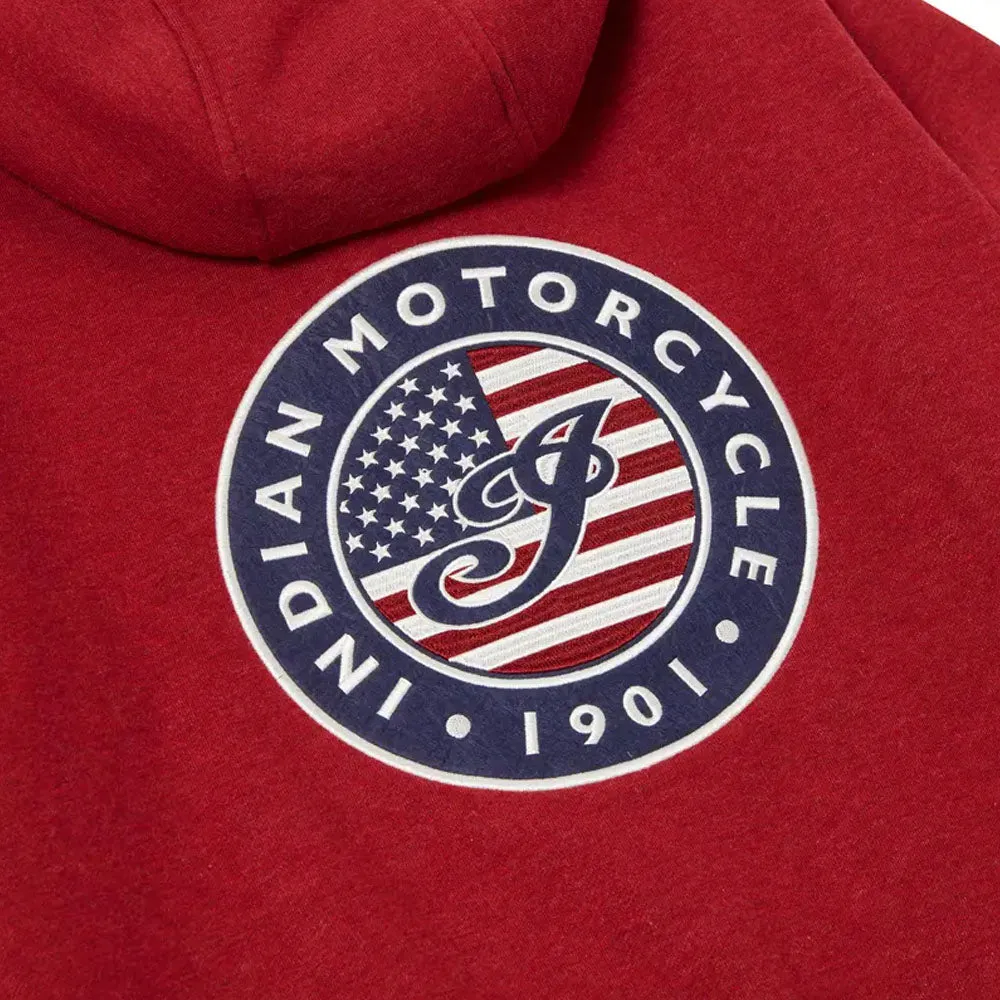 Indian Motorcycle Womens USA Flag Hoodie Red