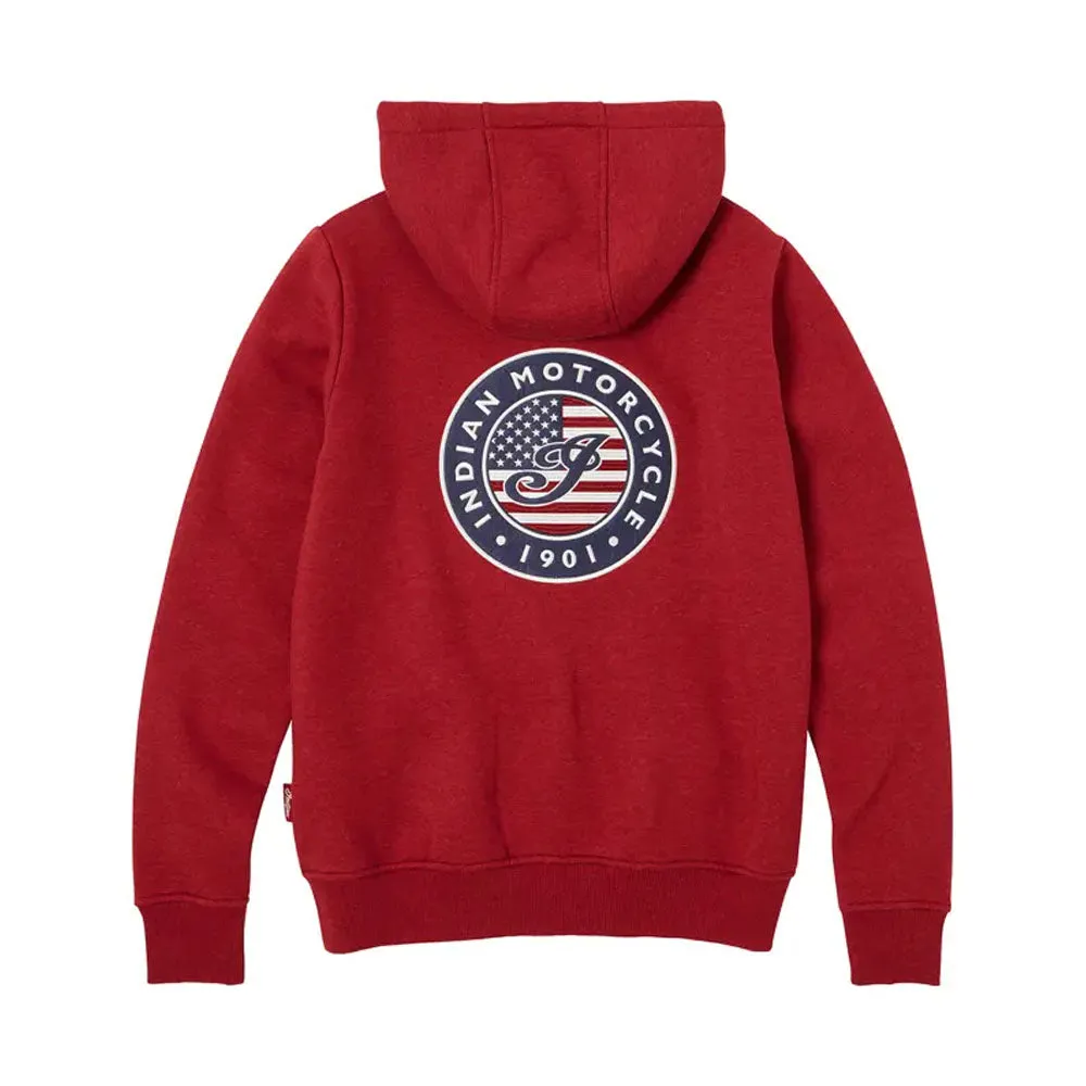 Indian Motorcycle Womens USA Flag Hoodie Red