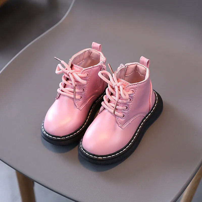 Kids Platform Boots Breathable Children Black Khaki Pink Lace Up Boot Side Zip Kids Boy Ankle Short Nice Boots