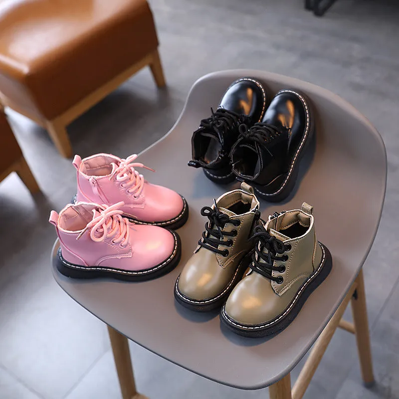 Kids Platform Boots Breathable Children Black Khaki Pink Lace Up Boot Side Zip Kids Boy Ankle Short Nice Boots