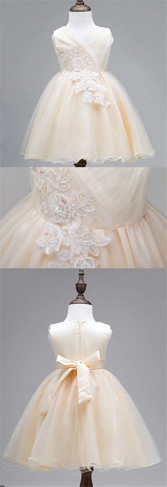 Lace Tulle Cute Flower Girl Dresses, Lovely Affordable Satin Top Little Girl Dresses,  FG035