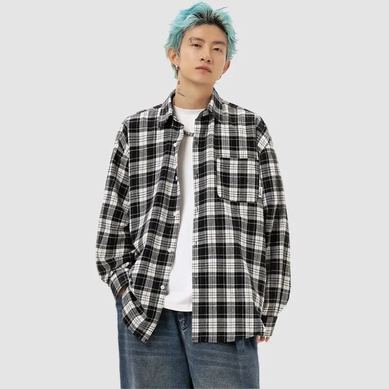 Letter Printed Plaid Shirts