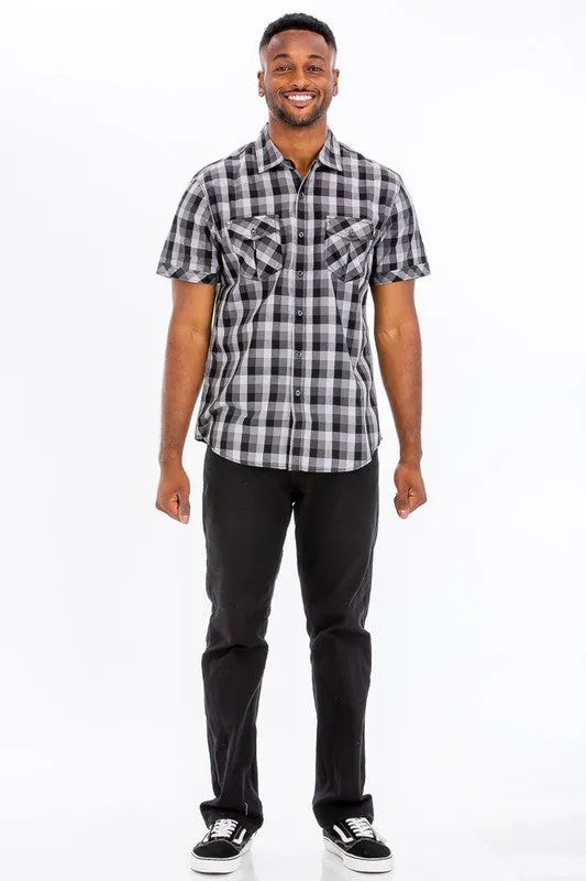 Mens Checkered Button Down Shirt