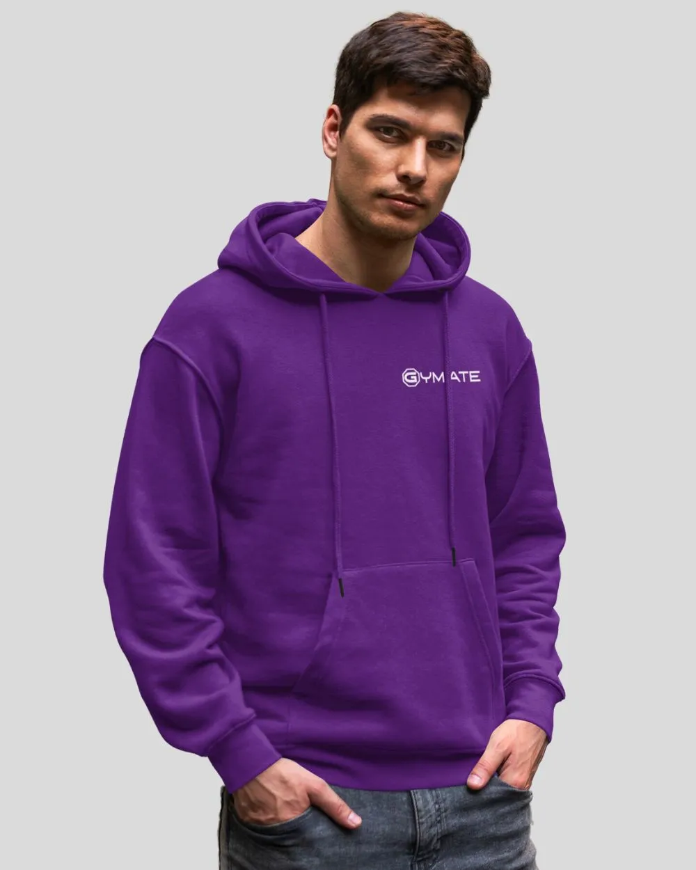 Mens Purple Hoodies Designer Gymate logo [chest]