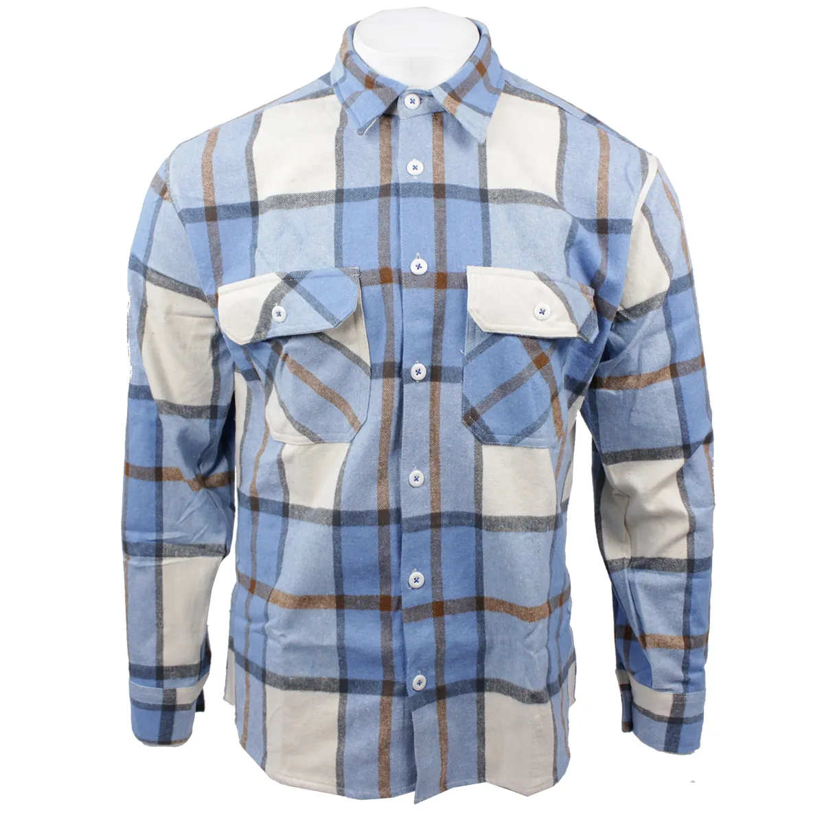 Men's Relaxed Fit Plaid Brawny Flannel Shirt P122