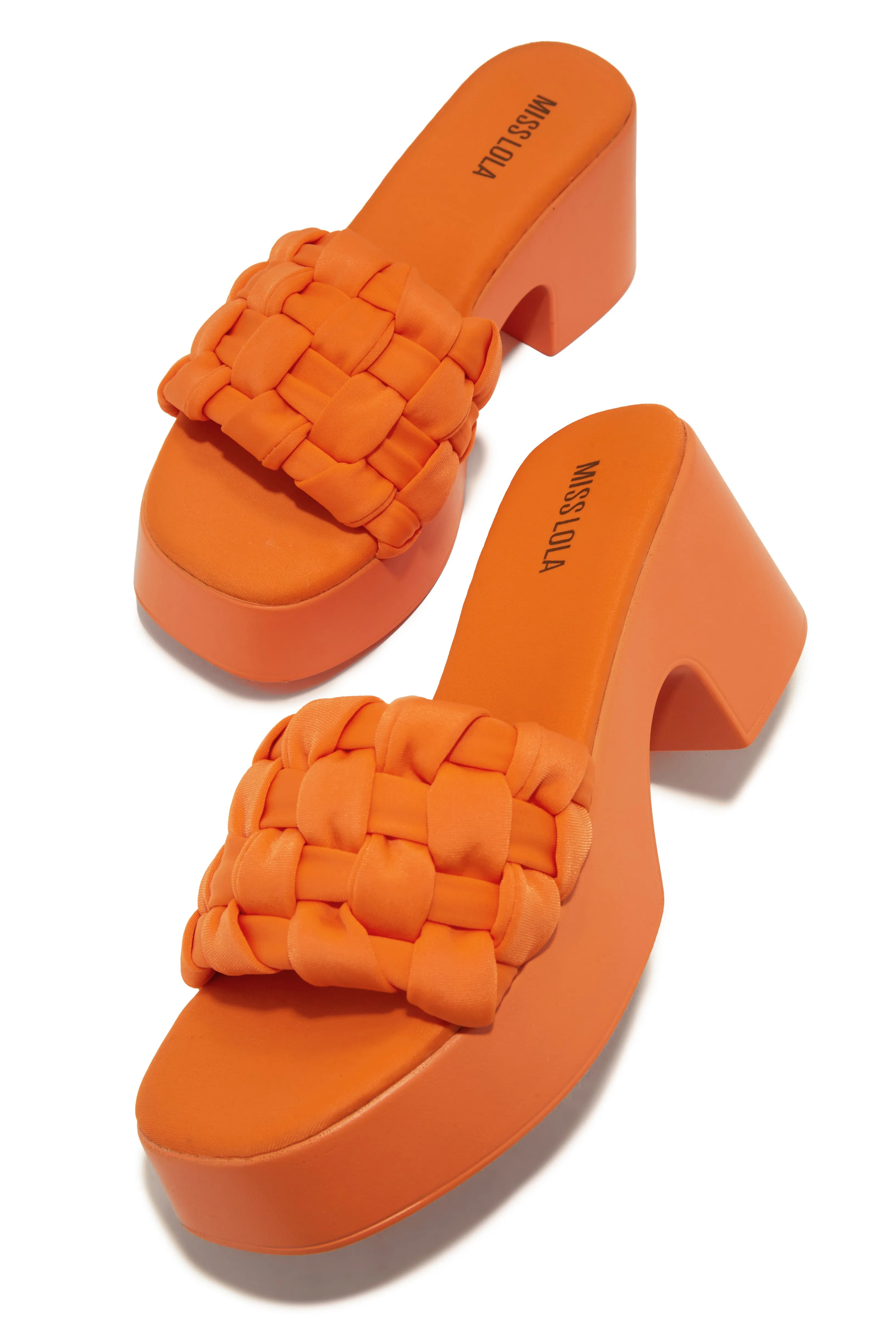 Miley Platform Block Heel Mules - Orange