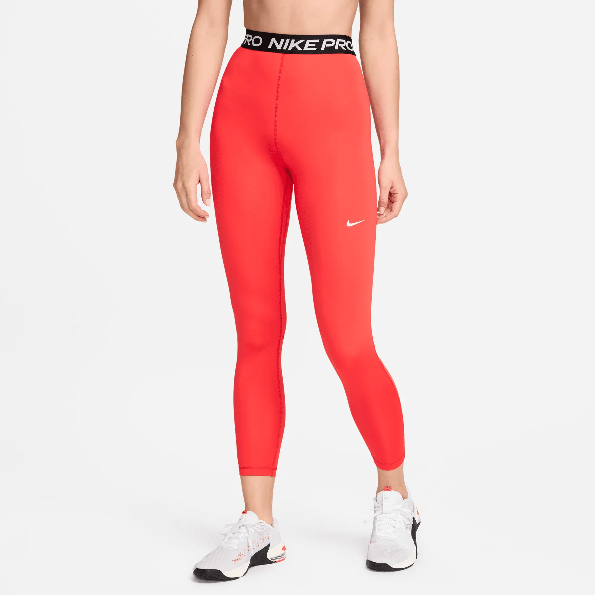 Nike Pro 365 Women's Light Crimson Red High-Waisted 7/8 Mesh Panel Leggings