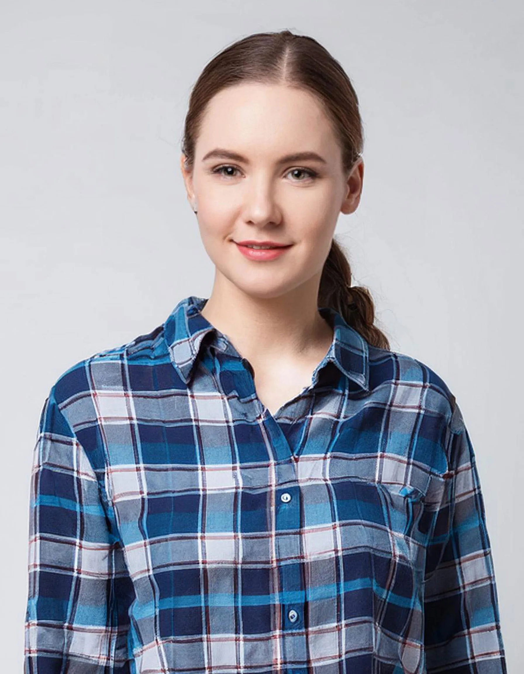 Ocean Blue Plaid Flannel Shirt